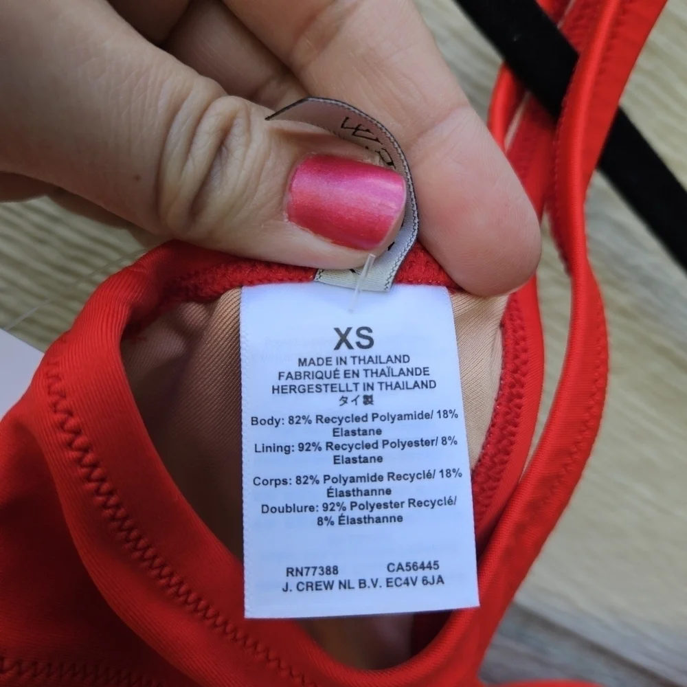NWT J. Crew heritage scoopneck bikini top size XS red